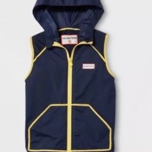 NEW HUNTER navy yellow Hoodie Vest zip-up Top